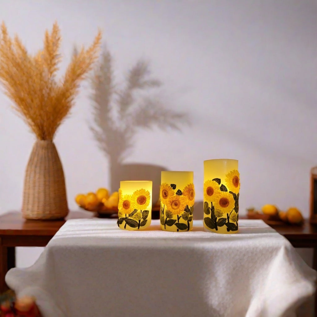 Handmade Sunflower LED Candle Lamp  Eco-Friendly & Safe for Kids