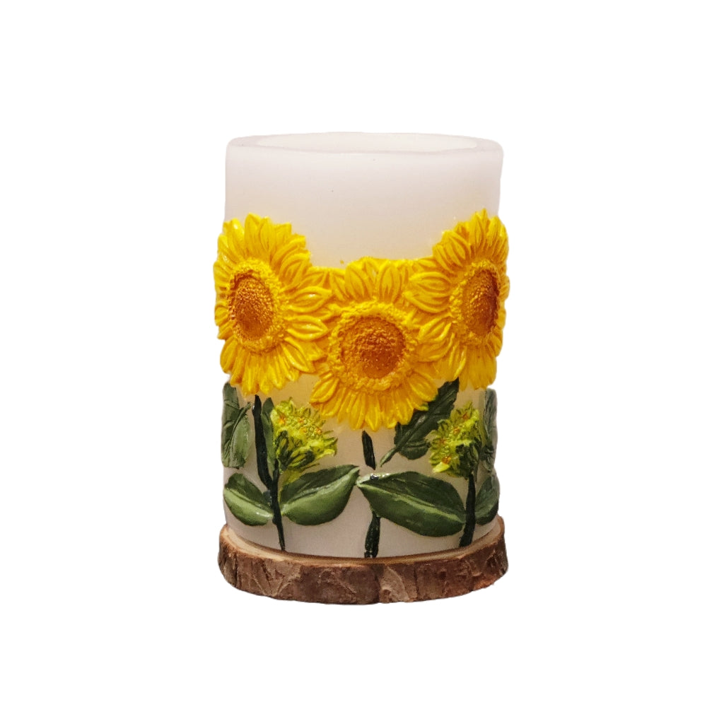 Handmade Sunflower LED Candle Lamp  Eco-Friendly & Safe for Kids